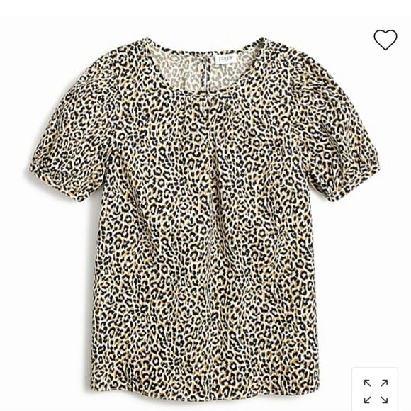 J CREW Puff Sleeve Leopard Top - Picture 1 of 7